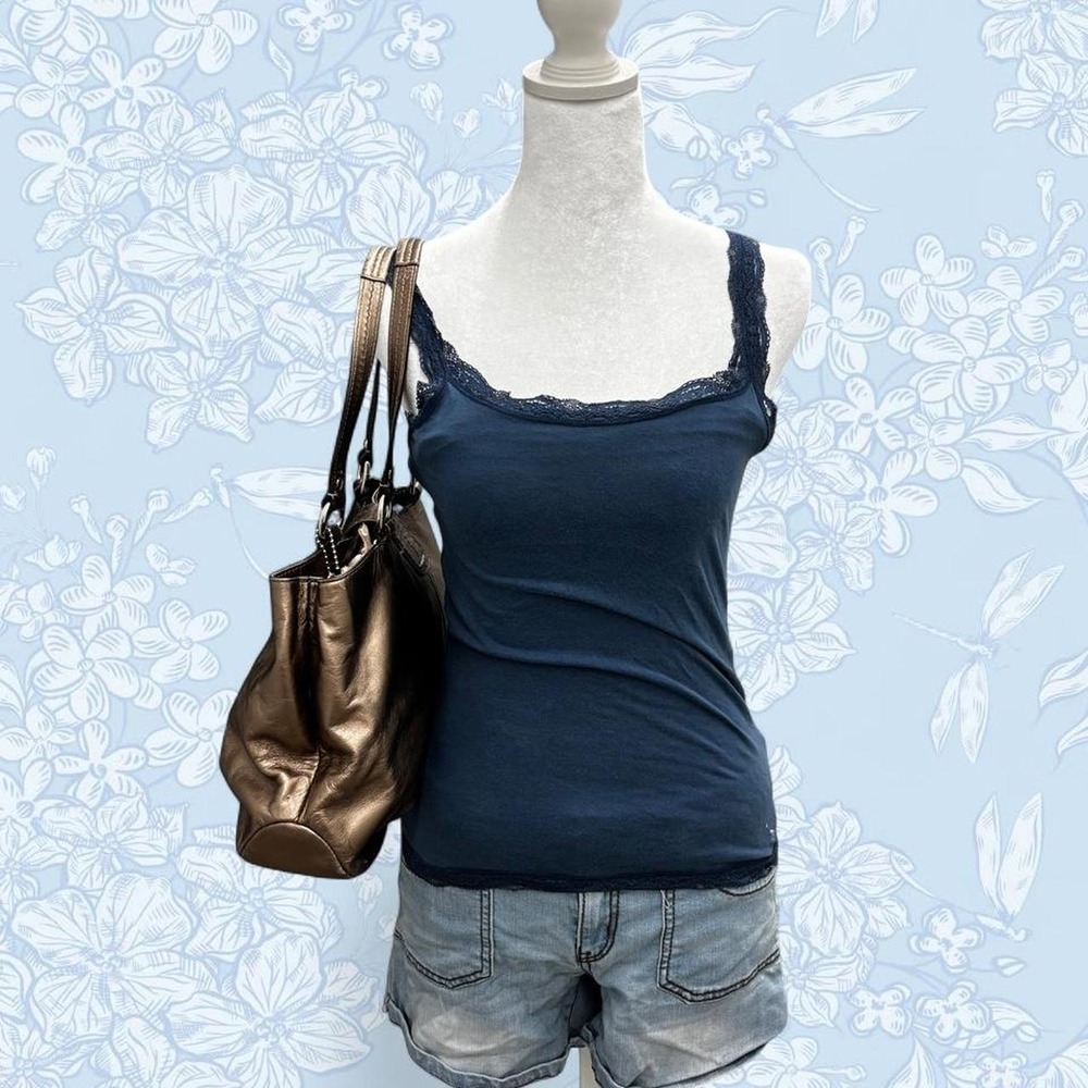ABERCROMBIE & FITCH NAVY RIBBED CAMI TANK